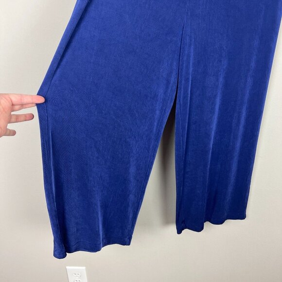 Chicos 3 Travelers Pants Womens XL Blue Slinky Cropped Pull On Stretch Wide Leg - Picture 7 of 11